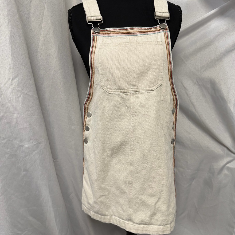 Storia Cream Overall Side Buttoned Dress 100%Cotton